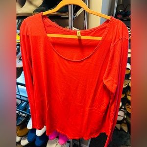 Free People Red Open Back Tee